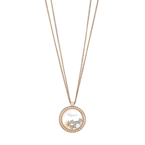 Happy Sun, Moon And Stars Pendant, Rose Gold, Diamonds
